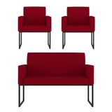 Kit Poltronas Namoradeira Lugares Para Recepção Vermelho