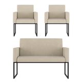Kit 2 Poltronas + Namoradeira 2 Lugares Para Recepção Bege