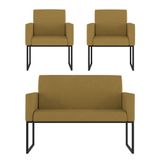 Kit 2 Poltronas + Namoradeira 2 Lugares Para Recepção Capuccino