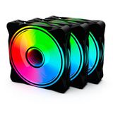 Kit Cooler Fan Rgb 3 Unidades Radiant X3 - Fn-701 One Power Preto