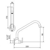 Torneira Para Cozinha De Parede Bica Móvel 1165 Uni Meber
