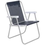 Cadeira De Praia Alta Lazy Aluminio Sannet Preto Bel