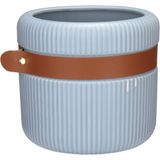 Vaso Decorativo Enfeite Casa Aparador Home&amp;co Com Cinta Cerâmica 14x15x15cm Azul