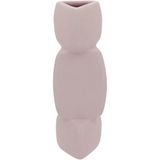 Vaso Decorativo Enfeite Casa Geométrico Home&amp;co Cerâmica 21x7x7cm Rosa Claro