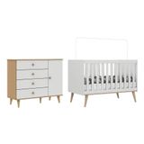 Quarto De Bebê Berço 3 Em 1 Retrô Ludmila Cômoda Com Fraldário Ligia Off White Carolina Baby