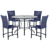 Mesa Ascoli Com 4 Cadeiras Cannes De Alumínio Trama Azul