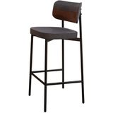 Banqueta Alta Bar Cozinha Sala De Jantar Aço Preto Kaira C01 Linho Preto Courino Whisky - Lyam Decor