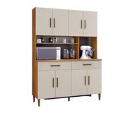 Armário De Cozinha Fortaleza 8 Portas Kaiki Móveis Nature Off White