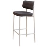 Banqueta Alta Bar Cozinha Sala De Jantar Aço Branco Kaira C01 Linho Preto - Lyam Decor