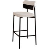 Banqueta Alta Bar Cozinha Sala De Jantar Aço Preto Kaira C01 Linho Palha Courino Preto - Lyam Decor