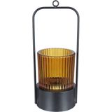 Castiçal Decorativo Porta Vela Home&amp;co Metal 25x10x9cm Âmbar