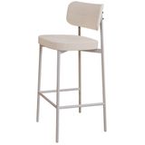 Banqueta Alta Bar Cozinha Sala De Jantar Aço Branco Kaira C01 Linho Palha - Lyam Decor
