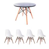 Conjunto De Mesa Infantil Well Preta Com 4 Cadeiras Eames Branca