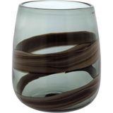 Vaso Decorativo Enfeite Casa Vidro 19x17x17cm Marrom