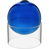Vaso Decorativo Enfeite Casa Esfera Com Suporte Vidro 10x10x10cm Azul