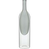 Vaso Decorativo Enfeite Casa Garrafa Vidro 29x7x7cm Cinza