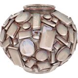 Vaso Decorativo Enfeite Casa Cerâmica 21x26x26cm Bege