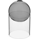 Vaso Decorativo Enfeite Casa Esfera Com Suporte Vidro 13x13x13cm Cinza