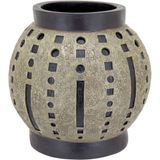 Vaso Decorativo Enfeite Casa Resina 38x36x36cm Cinza
