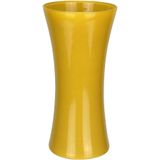Vaso Decorativo Enfeite Casa Redondo Home&amp;co Leitoso Vidro 25x12x12cm Amarelo