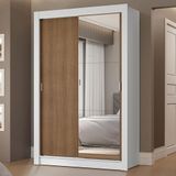 Guarda-roupa Solteiro 2 Portas De Correr Com Espelho 2 Gavetas Branco/rustic Vivare Madesa