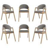Kit 6 Cadeiras Suellen Luxo Reforçada Mesa De Jantar Linho Grafite