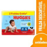 Fralda Descartável Huggies Tripla Proteção Mega Tamanho G - 9 Pacotes Com 30 Fraldas - Total 270 Tiras| Leve 2 Tiras Grátis