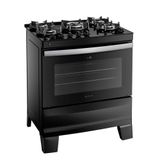 Fogão 5 Bocas Atlas Agile Up Glass com Mesa de Vidro e Acendimento Automático Preto Bivolt