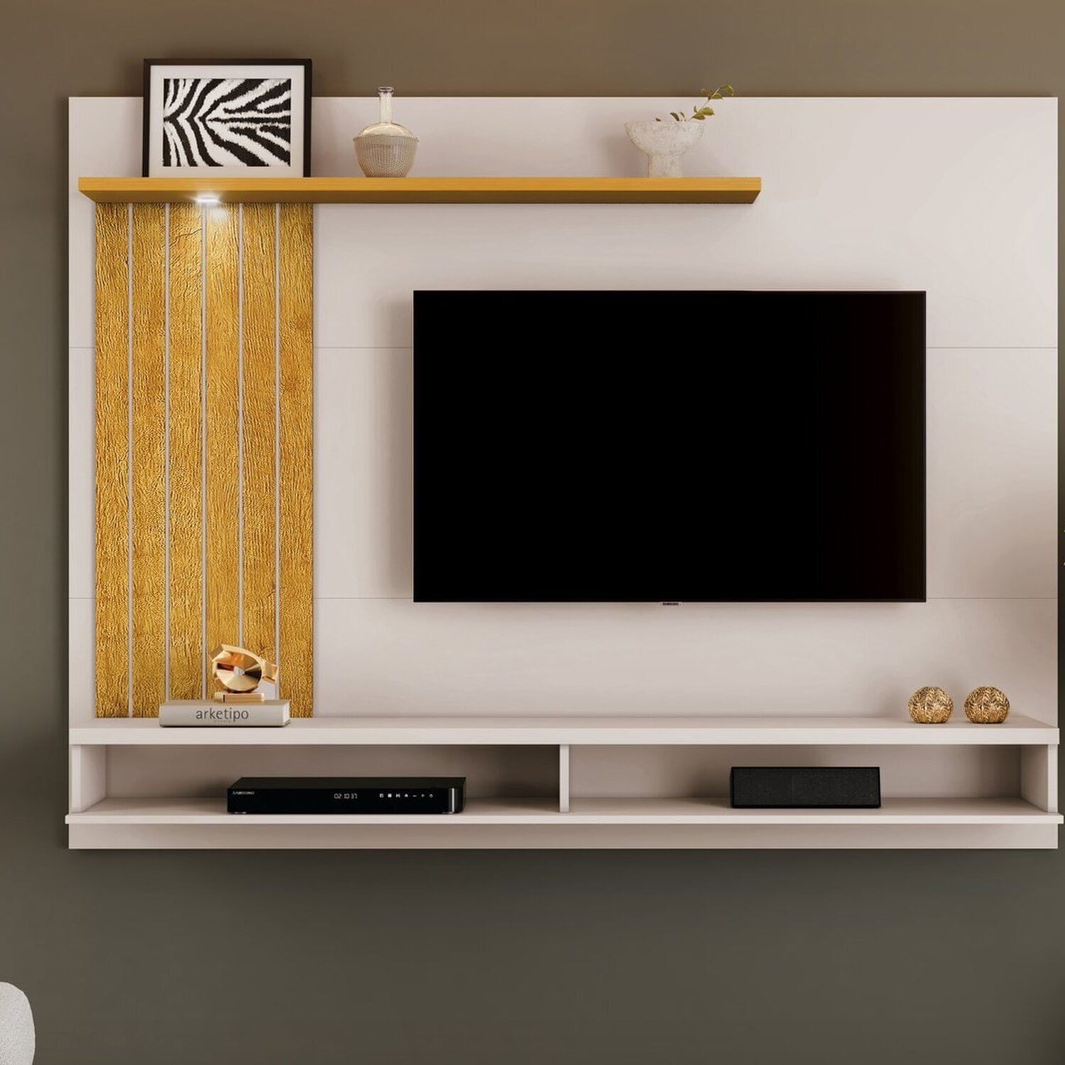 Painel Para Tvs De Até 60 Polegadas Primer Off White/naturale