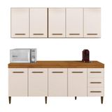 Cozinha Compacta Atenas 9 Portas 3 Gavetas Atenas Kaiki Móveis Nature Off White