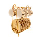 Jogo 6 Xícaras De Café Porcelana Versa Dourado/branco 90ml