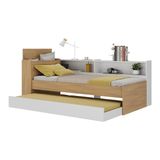 Bicama De Solteiro Para Colchão 188 X 78cm Com Baú Embutido E Prateleira Multimóveis Mp4256 Rustic/branco