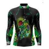 Camiseta Manga Longa Esportiva Pesca King Brasil Poliéster Kd00145 Fps Uv 50+
