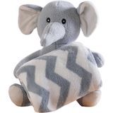 Bichinho De Pelúcia Floresta New Com Manta Bebê 100x75cm Elefante