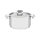 Espagueteira Tramontina Brava Em Aço Inox Com Fundo Triplo Tampa E Alças 24 Cm 6,1 L