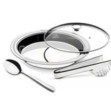 Kit Para Servir Tramontina Ciclo Redondo Em Aço Inox Com Tampa De Vidro 3 Peças