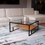 Mesa De Centro Industrial Moderno Toledo Preto E Tampo Canela Marrom