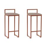 Kit 2 Banquetas Alta Industrial Premium Bar Cozinha Bistrô Aço Dori Cobre Assento Suede Bege Marrom