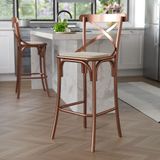 Banqueta Katrina Bar Cozinha Balcão Em Aço Cobre Iron Wood Laranja