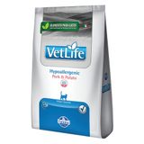 Ração Seca Farmina Vet Life Natural Hypoallergenic Pork E Potato Para Gatos Adultos - 400 G