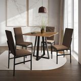 Conjunto De Jantar Mesa Mônaco Premium 90cm Imbuia Com 4 Cadeiras Estofadas Marrom Preto