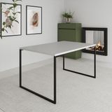 Mesa De Jantar Industrial Aço E Madeira Branca Manchester Branco