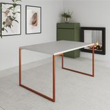 Mesa De Jantar Industrial Branca Manchester Com Base Cobre Branco