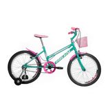 Bicicleta Aro 20 Feminina Infantil Roda Lateral Tridal - Azul Turquesa - 14