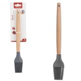 Pincel Culinario Silicone Cabo Madeira 27cm Grafite Wellhome