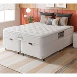 Cama Box Queen Size Com Colchão Umaflex Itália E Base Itaflex Universal Com Pillow Top, Molas Ensacadas E Baú