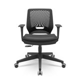 Cadeira Beezi Giratoria Vinil Relax C/ Braço Preto Plaxmetal