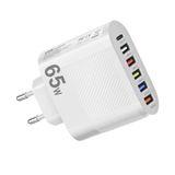 Carregador Celular 6 Saídas (5 Usb-a + 1 Type-c) Fonte 65w - Branco