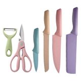 Jogo Facas Faqueiro Gourmet 6 Peças Colorido Aço Inox 1.2mm