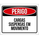 Kit 5 Placas Perigo Cargas Suspensas Movimento 36x46